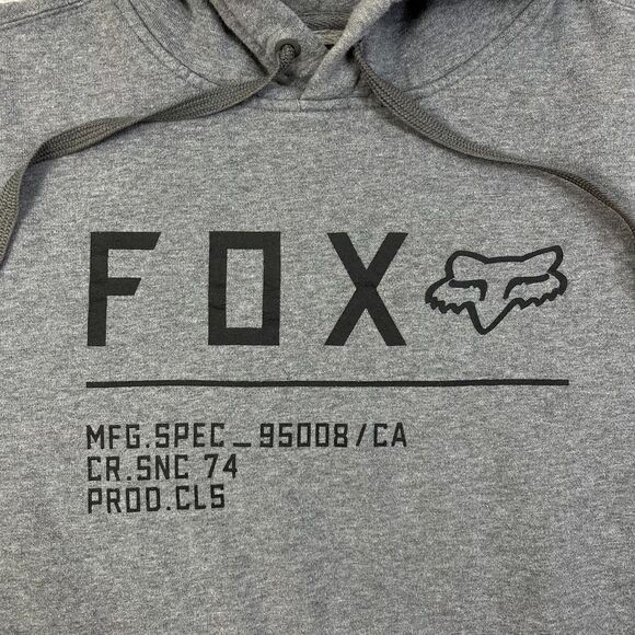 Fox Racing Hoodie Sweatshirt Pullover Motocross Men's Medium Gray Spell Out Y2K - Picture 3 of 10